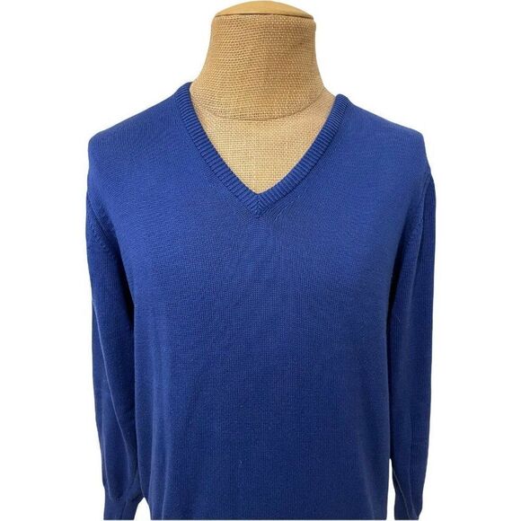 Brooks Brothers Men's V-Neck Sweater Royal Blue 100% Seaisland Cotton Size 40 - Picture 2 of 8